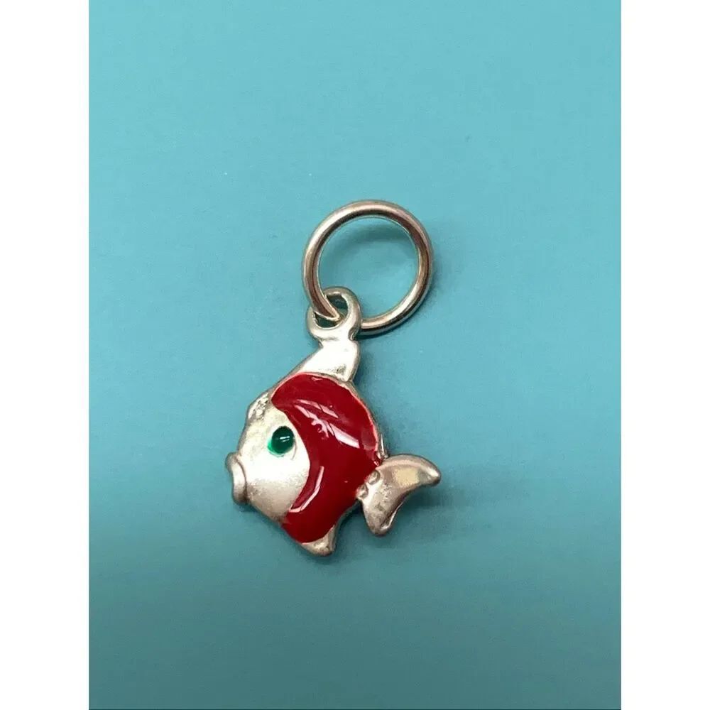 Vintage Red Fish Sterling Silver Jewelry Charm #tropical fish